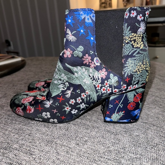 Navy Floral Embroidered Indigo Rd Booties - Picture 3 of 4